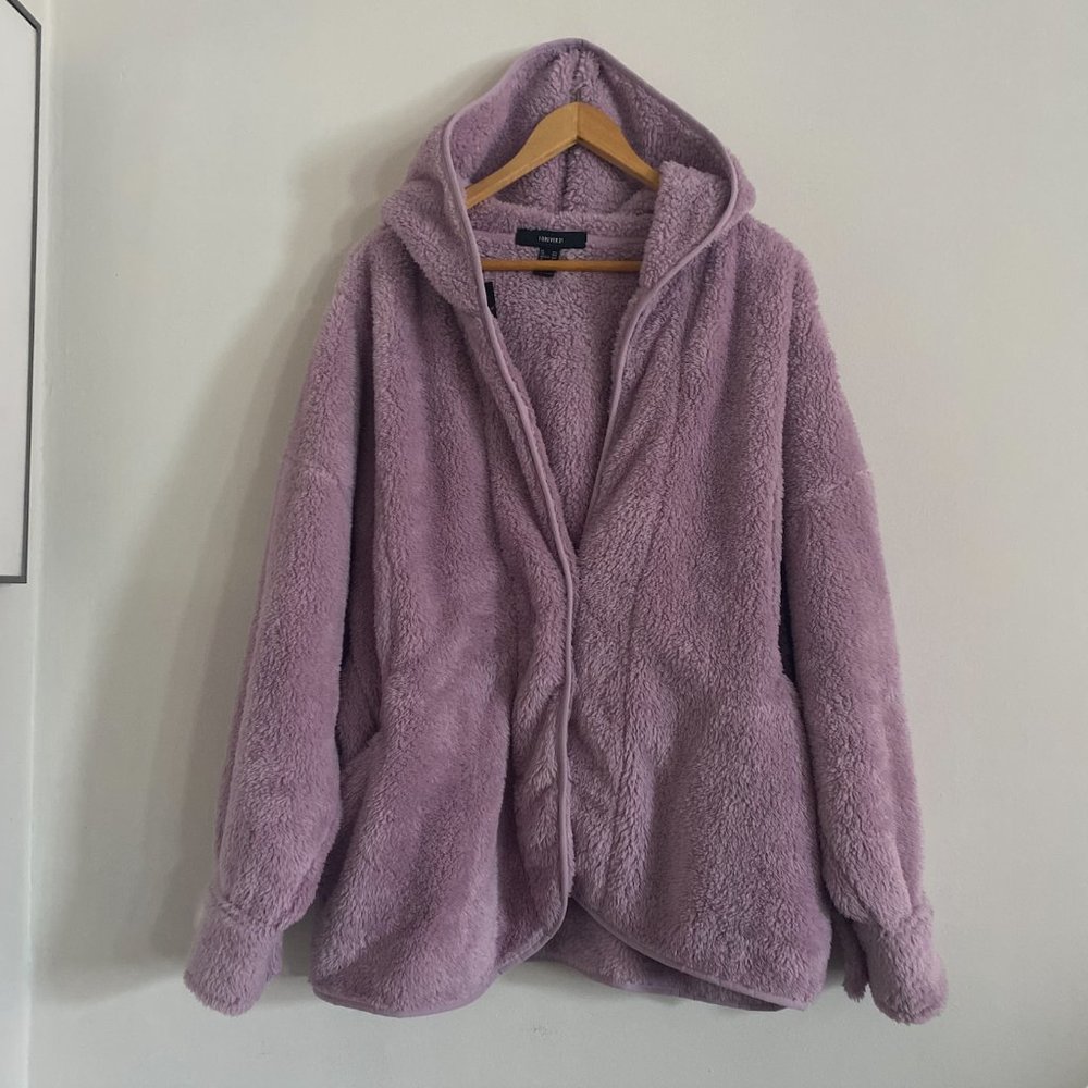 Forever 21 Purple Fuzzy Jacket in M/L